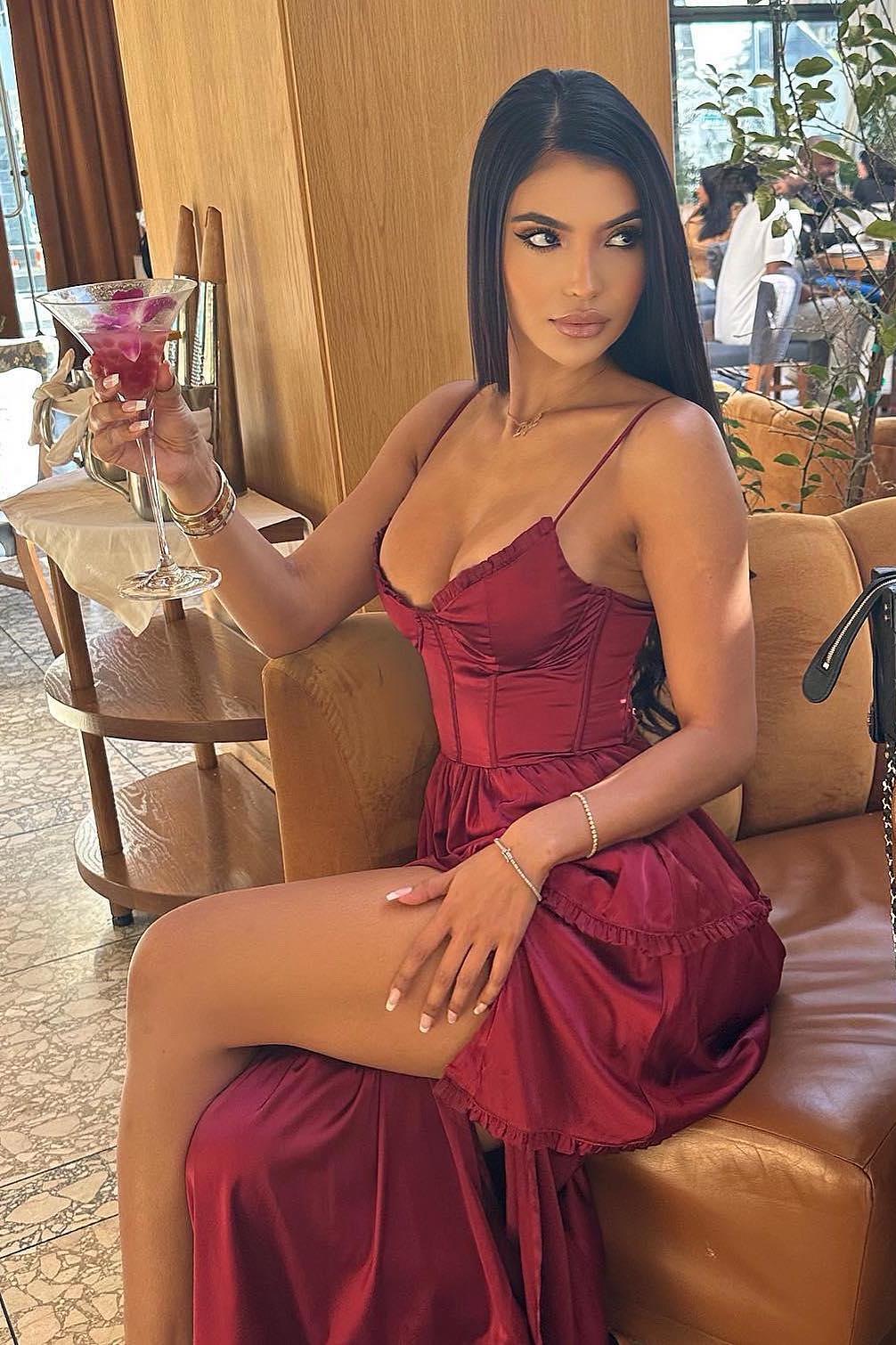 Robe Weitese bleue à volants, robe de soirée trapèze avec fente, robe longue, robe de bal